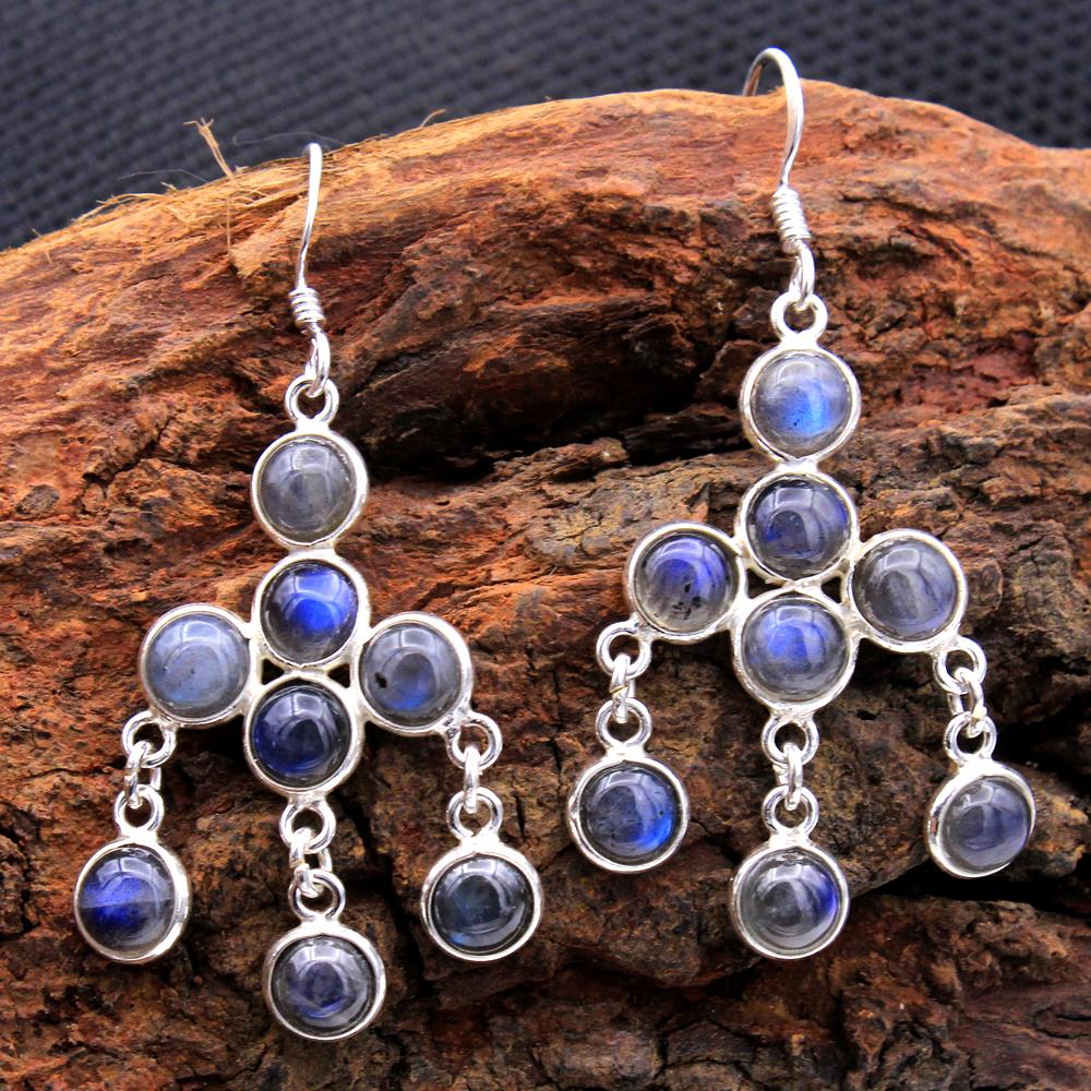 Labradorit, Mondstein Silber Ohrring, Hängeohrring, Silber Charm Schmuck, 925 Sterlingsilber Handgefertigter Schmuck, Geschenke für Sie