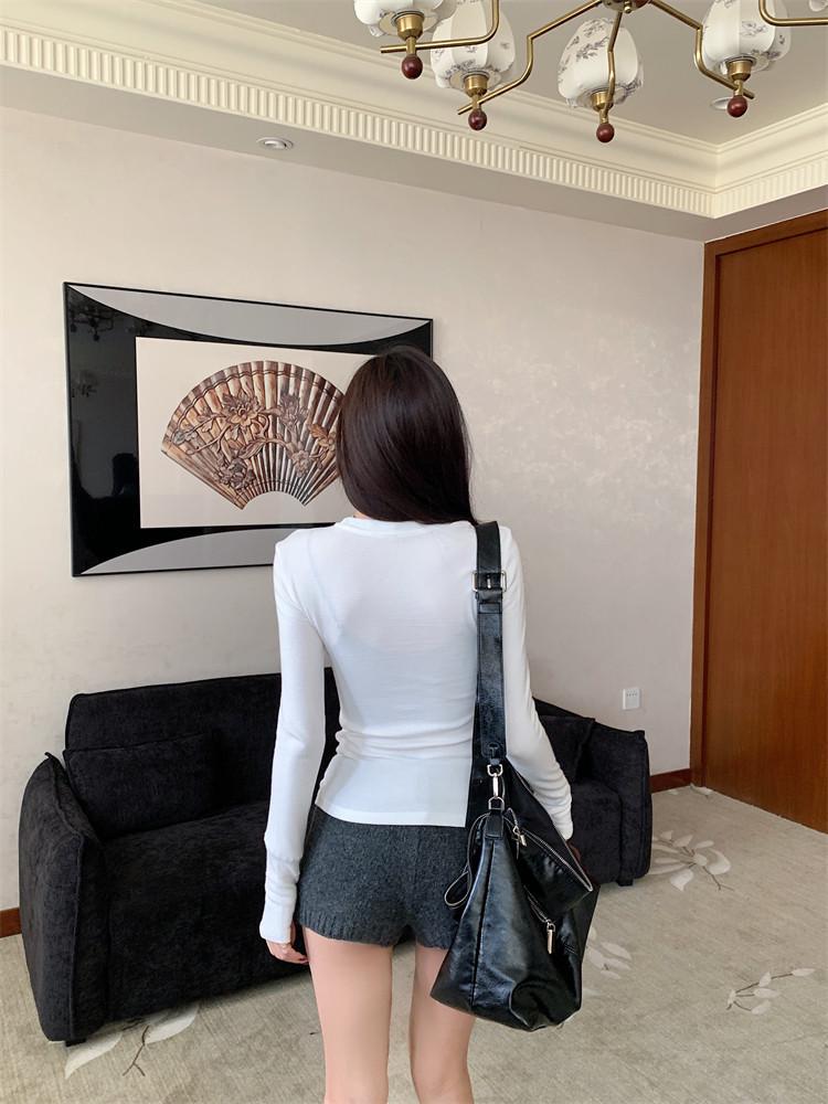 Women's Velvet Slimming Long Sleeve Base Layer with Thumb Holes - Japanese Korean Casual