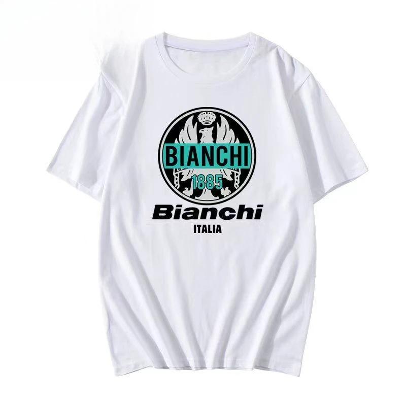 2025 Heren Zomer Engels Bianchi letter bedrukt T-shirt met korte mouwen 100% puur katoen y2k mode top
