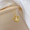 Love Bear Full Diamond Light Luxury Temperament Gorgeous Full Diamond Necklace Female Versatile Collarbone Chain Titanium Steel Chain