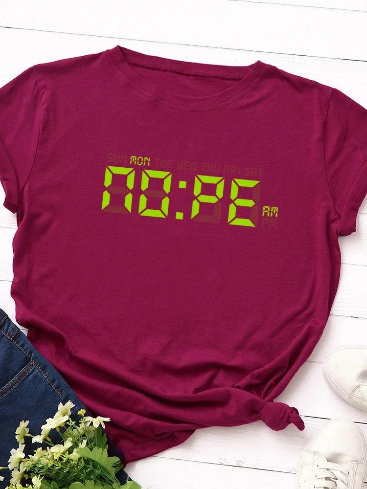 Alarm Clock Display Nope Print Women T Shirt Short Sleeve O Neck Loose Women Tshirt Ladies Tee Shirt Tops Camisetas Mujer