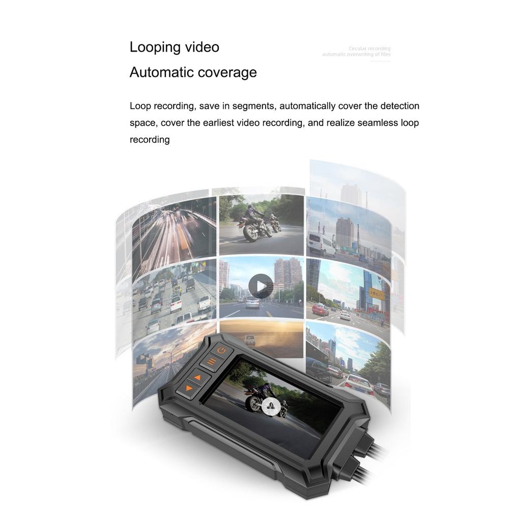 Motorcycle Recorder, 1080P HD Front and Rear Dual Lenses, Wire-controlled Driving Recorder, WIFI+GPS