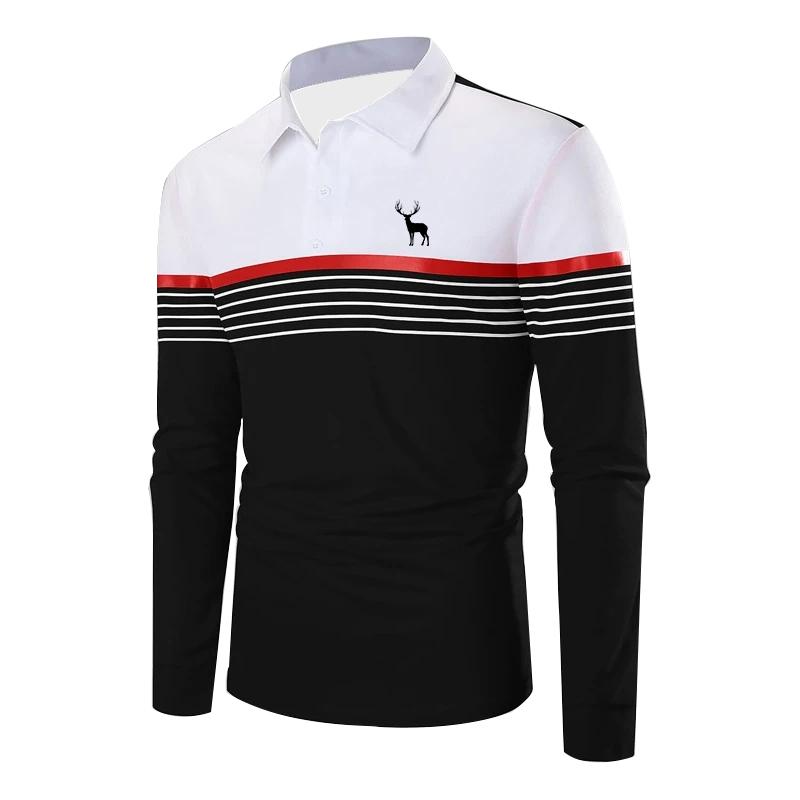 

Мужская весенне-осенняя модная рубашка поло цвета заклинания, мужская спортивная деловая повседневная рубашка поло.