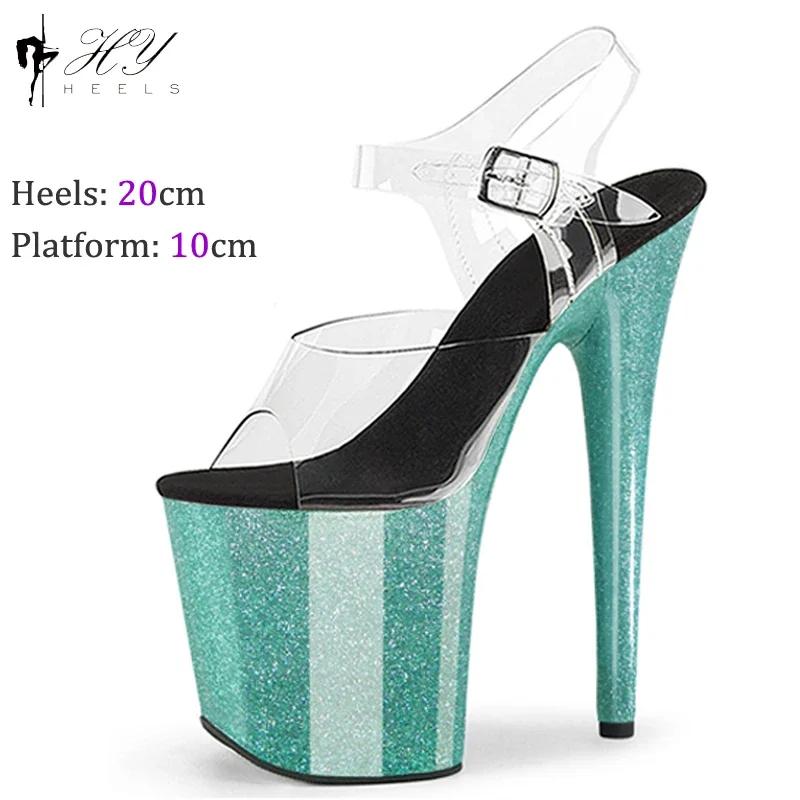 Fashion 20cm High Heels Sexy Platforms Sandals Stripper Pole Dance Shoes Women Wedding Colorful Plus Size Ladies Sandal Summer