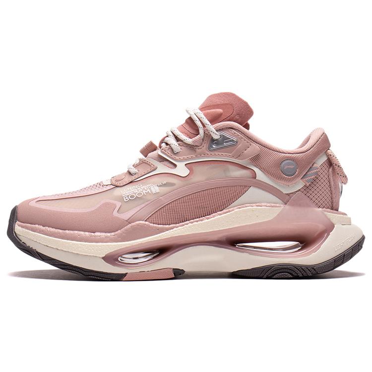 New LiNing Infinity Cushioning Anti Slip And Wear Resistant Rebound Low Top Sports Casual Shoes Women's Pink
