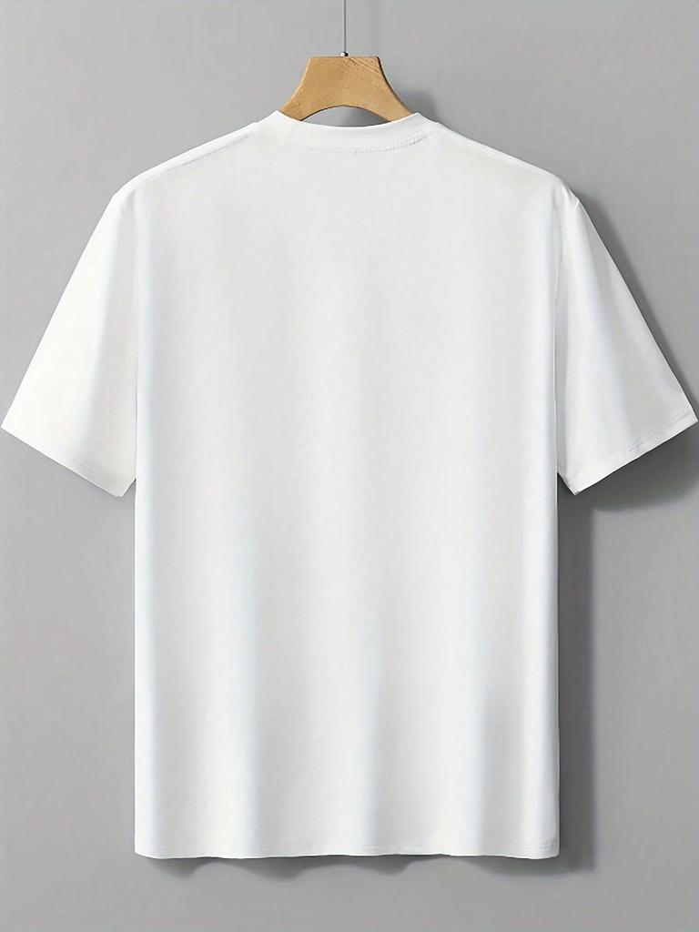 Mens USA Letter American Flag Print Crew Neck Short Sleeve Tee Shirt Soft Slight Stretch Polyester Blend Fabric