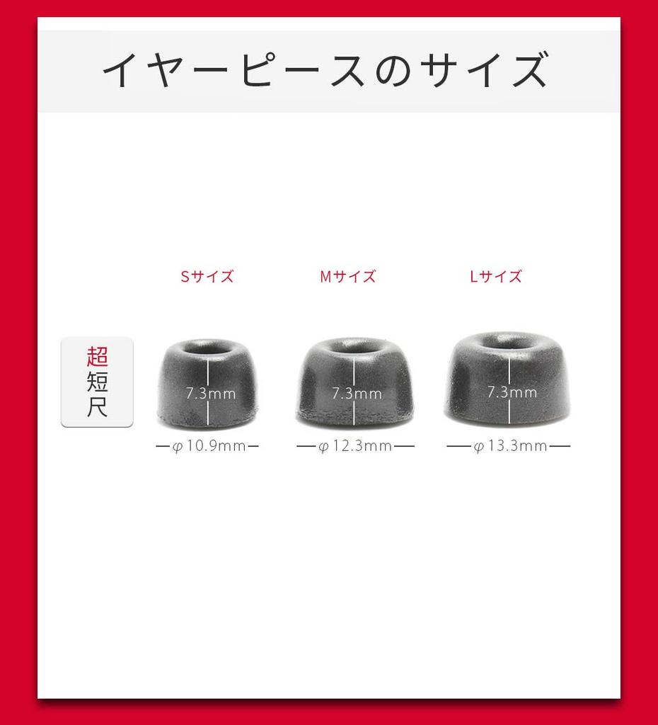 FSC Memory Foam Urethane Wireless Earbuds Length Eartips, 6-Piece Set, Compatible, Ultra-Short (Size L)