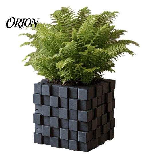 Pixel Cube Decor 3D Printed Planter, Grid Spliced Decor, Retro Geometric Ornament, Matte Minimalist Desk Decoration Breathable Structure, Compact