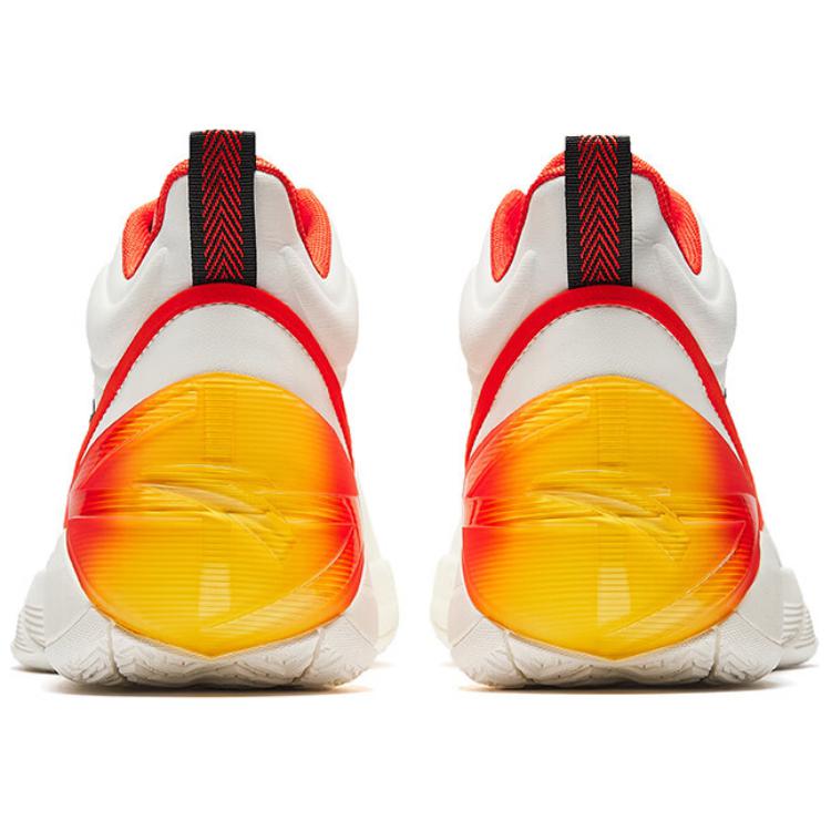 New Anta Slip Resistant Coverage Wear Resistant High Top Basketball Shoes Men's White Orange Red 912511604Q-1