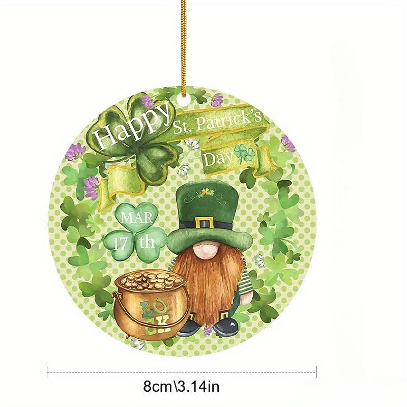 2D Flat St. Patrick'S Day Acrylic Decoration Sign, Dwarf Elf & Clover Design, suitable for wall decoration, porch, room, villa, accents Home, Hallway,