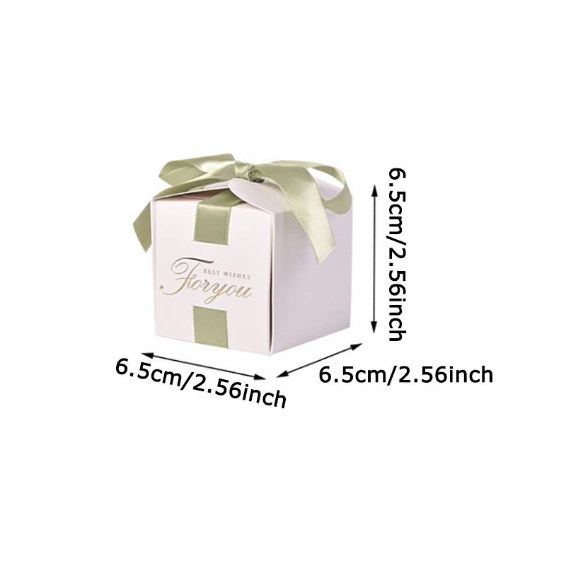 WTEMPO 10PCS 6.5*6.5*6.5CM Solid Color Hot Stamping Wedding Candy Boxes European Style Retro Creative Festivals Party Gift Boxes with Ribbon