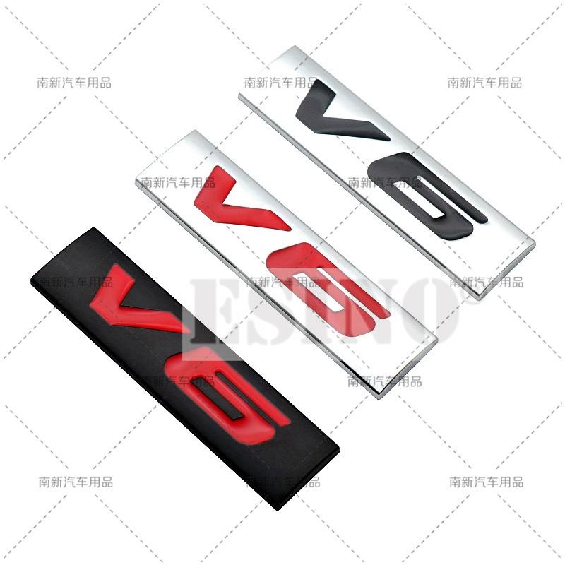 3D Metall Chrom Zinklegierung Emblem Universal V6 Logo Auto Plakette Karosserie Kofferraum Kotflügel Klebe Emblem Autozubehör