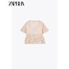 Zaprha 2025 New Arrival French Age-Reducing Laminated Decoration V Neck Short Sleeve Embroider Tops Shirt for Women 3105872