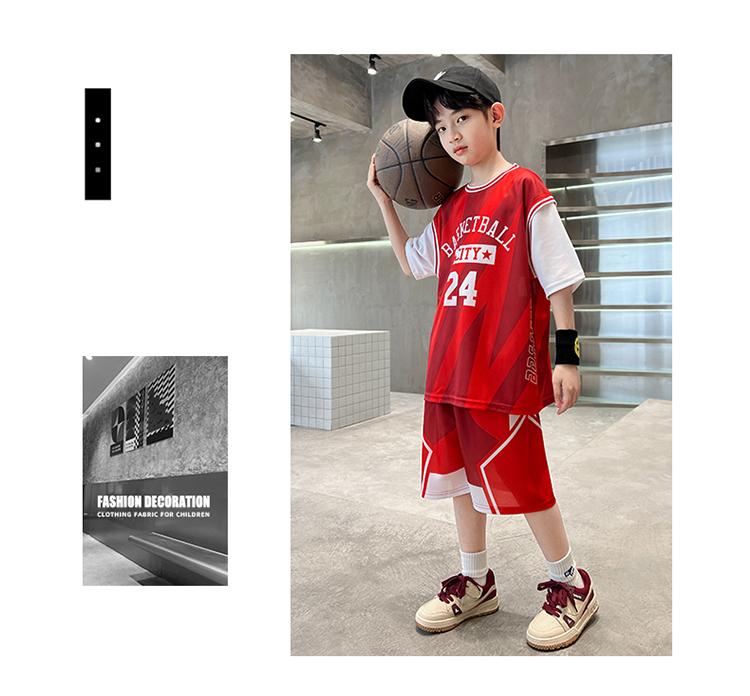 Boys' 2026 new basketball suit set, summer Western style summer outfit, primary and secondary school training suit, performance suit, sports suit