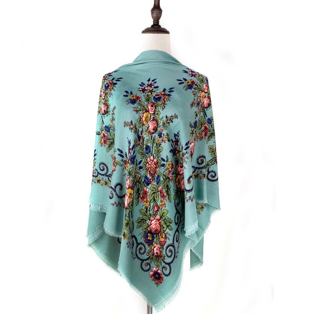 130*130cm Breathable Thin Printed Russian Square Scarf