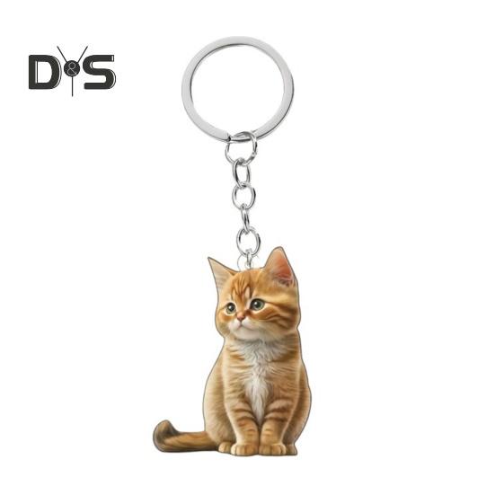 

Брелок для ключей в виде кошки, двухсторонний, 2D, плоский, акриловый, подвесной, для питомца, реалистичный, брелок в виде кошки, аксессуары для зеркала автомобиля, рюкзака для окна G