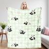 Green Panda Nap Blanket,Flannel Blanket,Suitable For Sofas,Beds,Cars,Rooms,Offices,Camping,Exquisite Gift Blankets
