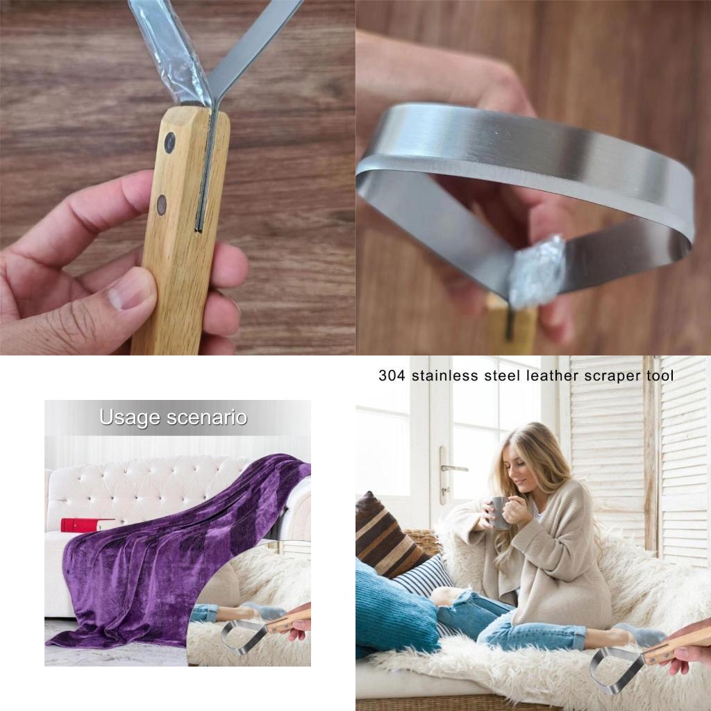 

2Pieces Handle Leather Scraper Stainless Steel Leather Fleshing Tool X3UC China Mainland