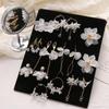 Trendy White Flower Petals Drop Earrings For Women Fashion Elegant Crystal Wedding Earings Gifts