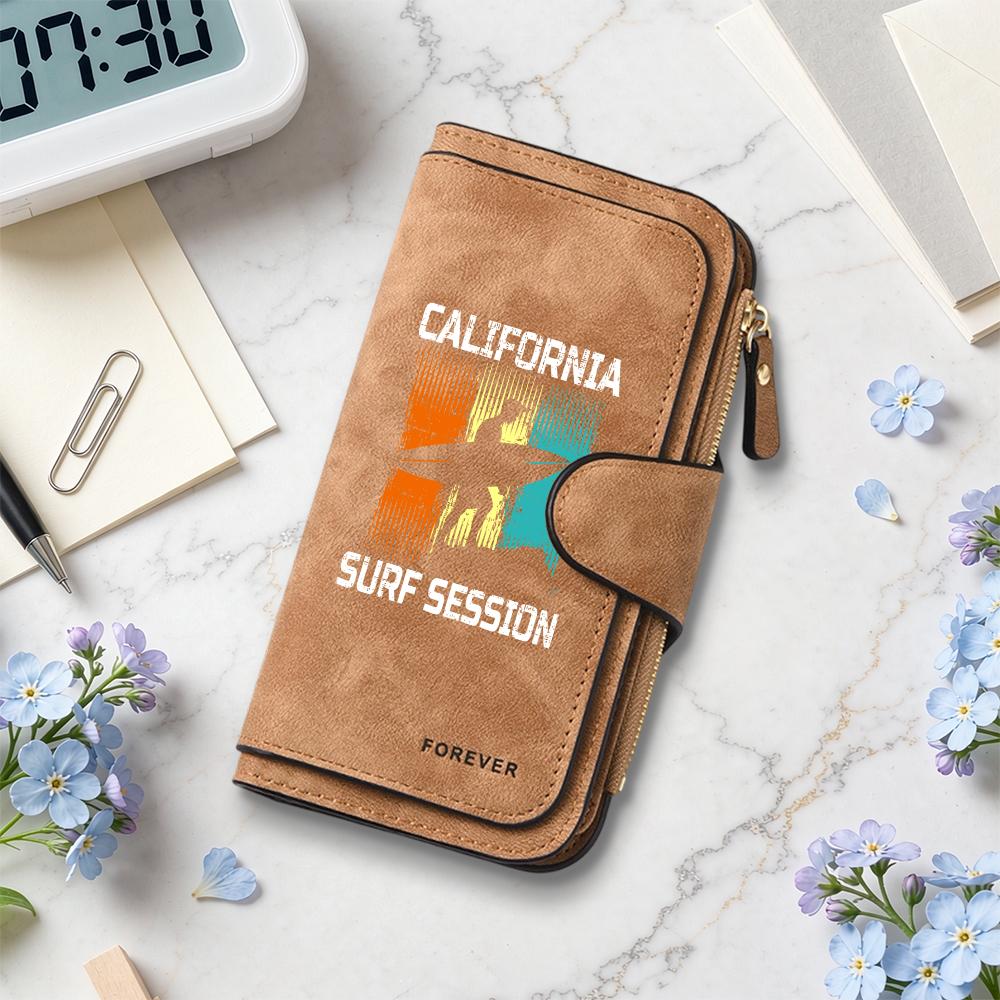 California Surf Style Long Wallet Fashion Casual Large Capacity Purse