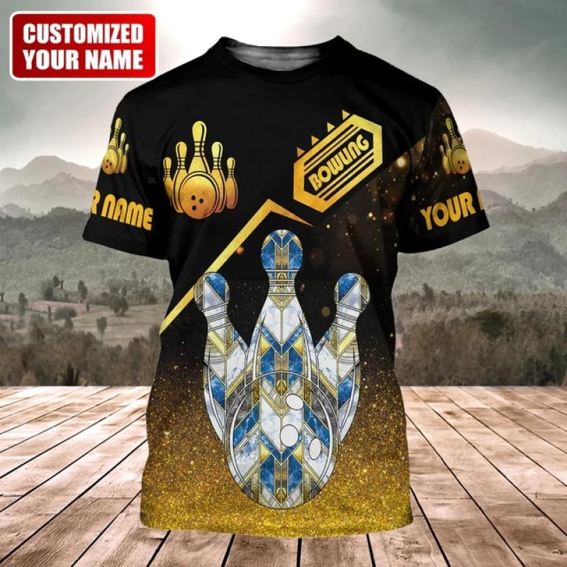 

Bowling Ball Printing T Shirt For Men Fashion Outdoor Tracksuits Summer Street Trend Harajuku Oversized Short Sleeve O-neck Tops