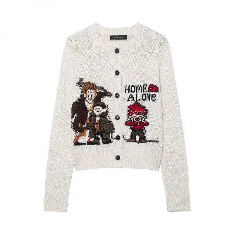 2025 Winter European & American Jacquard Knit Cardigan - Versatile and Stylish Small
