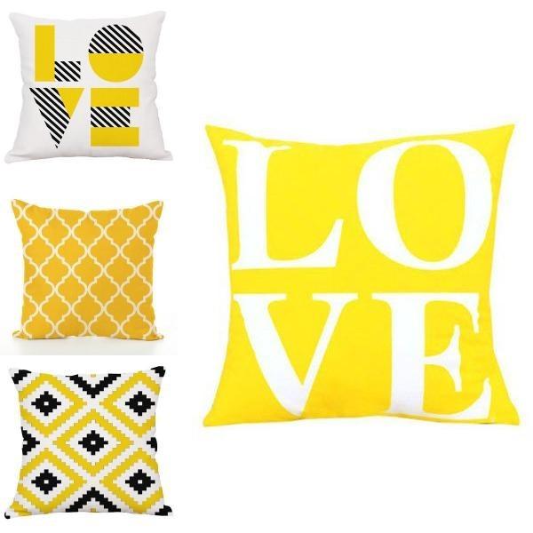 Chic Yellow Decorative Pillow Cover In Geometric Design For Versatile Use