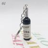 1PC Cute Novelty Pendant Accessions Car Bag Keyring Assorted Color Resin Beer Wine Bottle Keychain