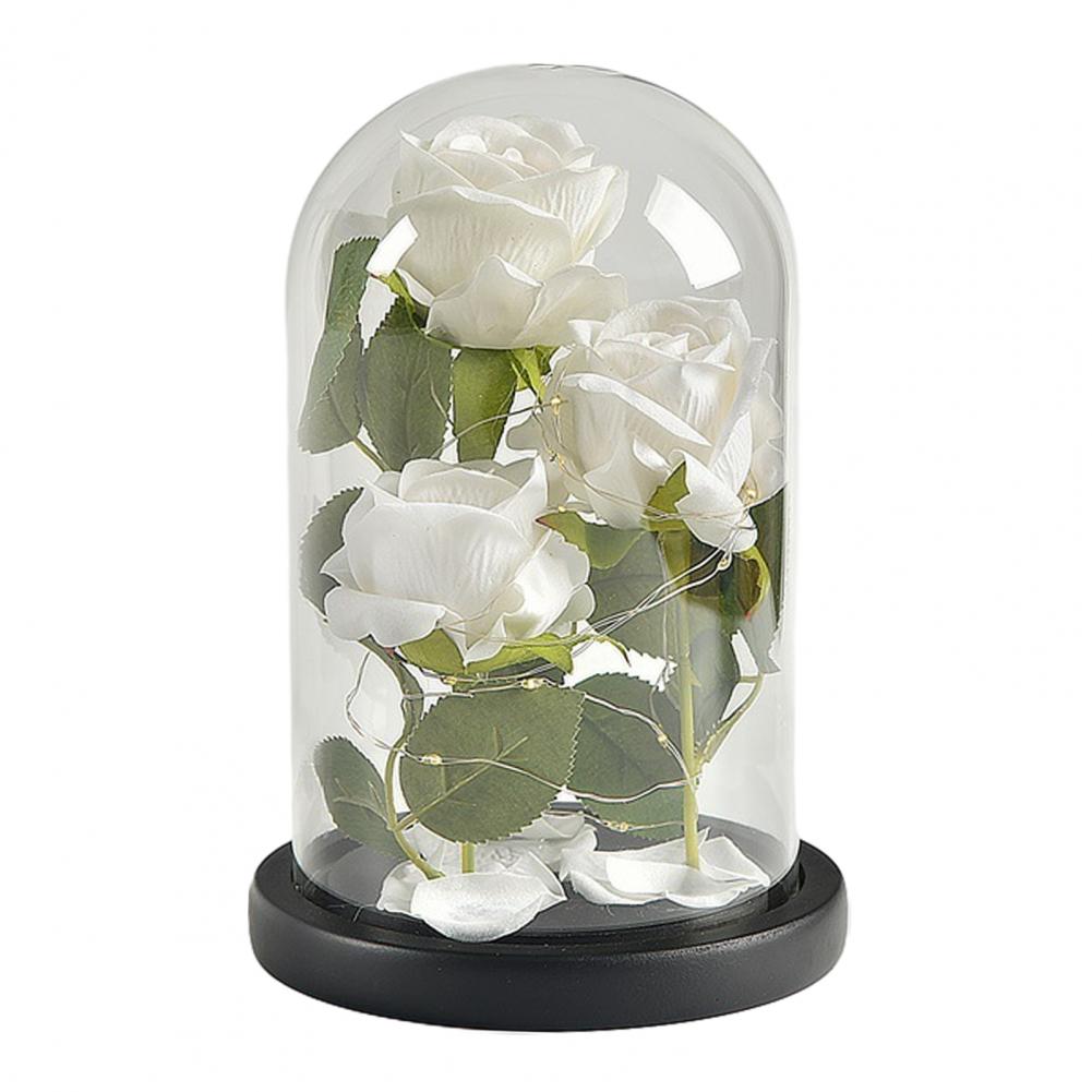 Gold Foil Rose Glass Cover Multipurpose Rose Decoration In Glass Dome with Black Wood Base Romantic Valentine's Day Gifts