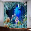 Undersea World Series Deluxe Living Room Bedroom Decoration Sunshade Curtains 2 Pieces of Hook Piercing