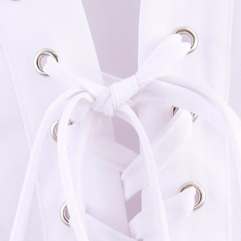 Kaslead New Arrival Women's Clothing Fashion Style Fashion Pure Color Minimalist Drawstring Lace Lapel Long Sleeve Shirt