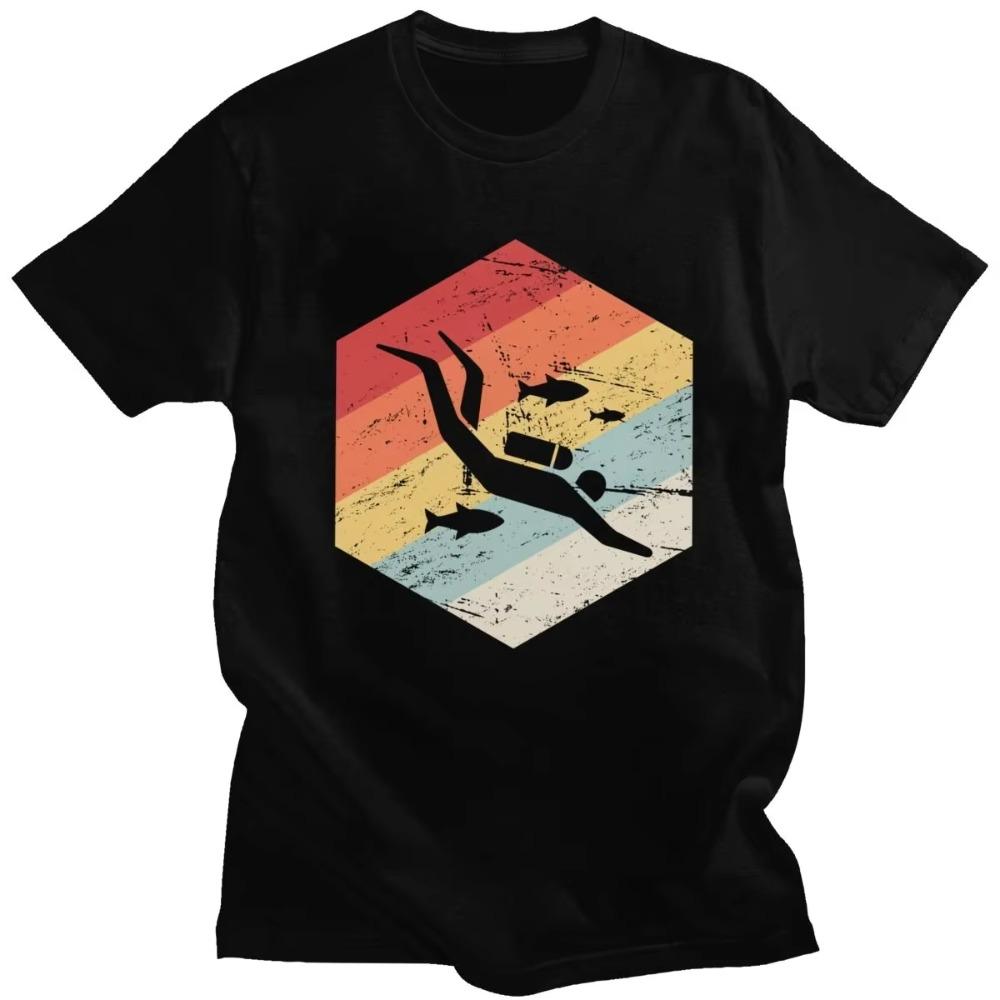 

Забавная футболка Leisure Diving Lover, модная ретро-футболка 70-х годов для дайверов, мужская футболка с короткими рукавами и круглым вырезом, верхняя одежда, подарок Harajuku XXXXXL чёрный