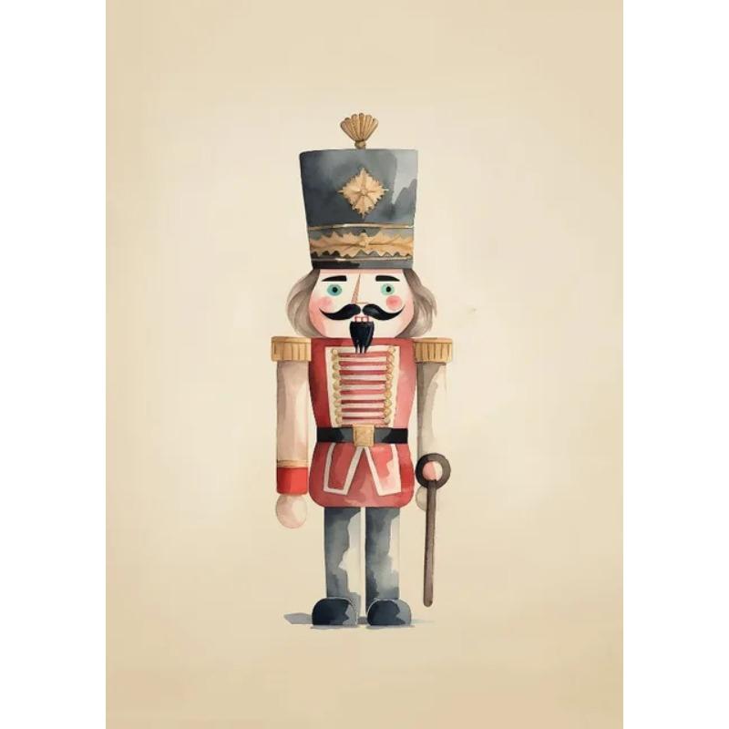 

Винтажная рождественская елка Щелкунчик Санта-Клаус Холст Печать Праздничное настенное искусство для гостиной Домашний декор 21cm×30cm NoFrame