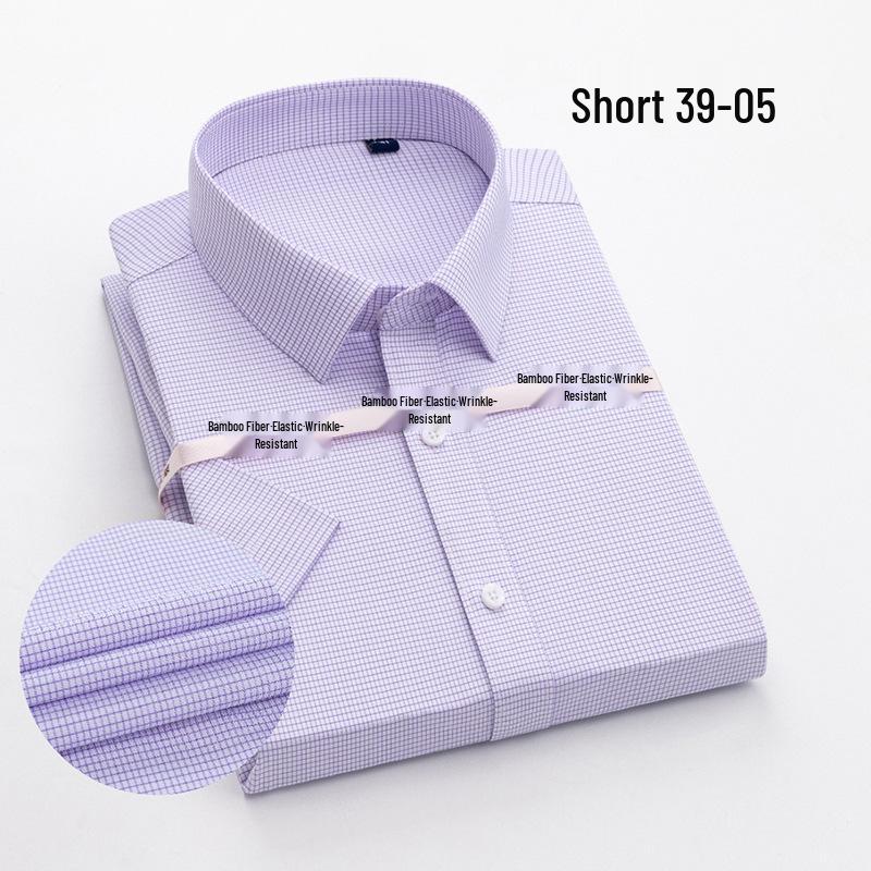 Men's Bamboo Fiber Summer Shirt - Breathable, Wrinkle-Resistant, Elastic, High-End Business Style