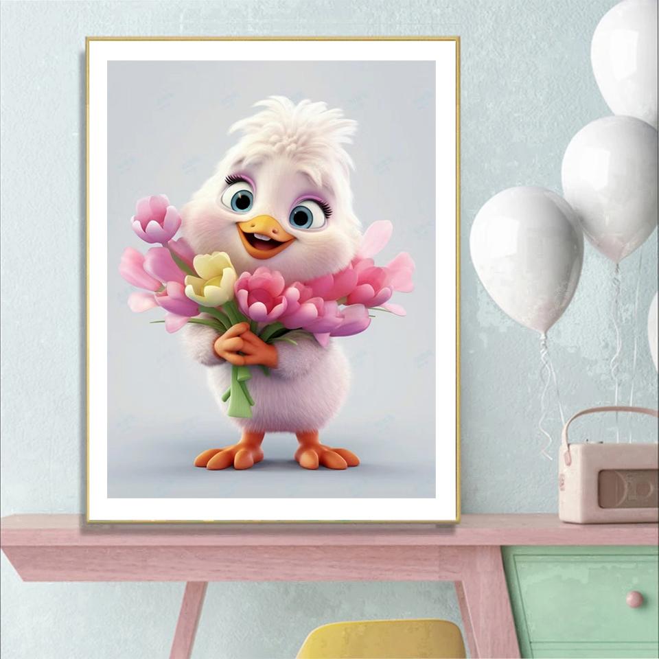Cute Chicken Animal Full Round Square 5d Diy Diamond Painting Chicken Jewelry Embroidery Cross Embroidery Decorative Gift