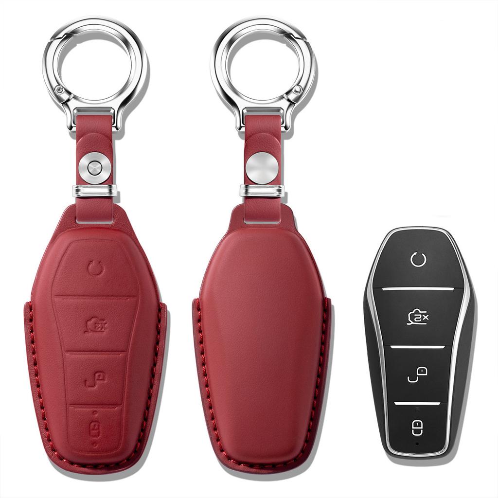 Leather Car Key Case Remote Cover Shell Holder Fob For Byd Atto3 Atto 2 1 Song Pro Plus Dolphin Mini Seal U Sealion 5 7 8 Seal 6