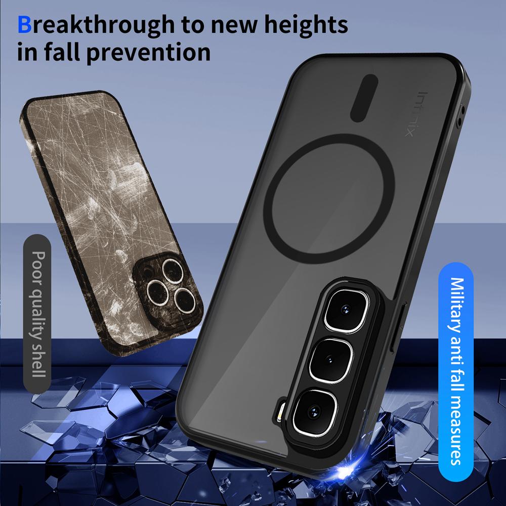 KEYSION Magnetic Phone Case for for Infinix Hot 60i 4G TPU+PC Matte Translucent Shockproof Cover for Infinix Hot 60 Pro+ 60 5G