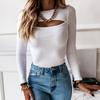 Sexy Mesh Long Sleeve T Shirt With Ribbed Cotton Fabric For Women