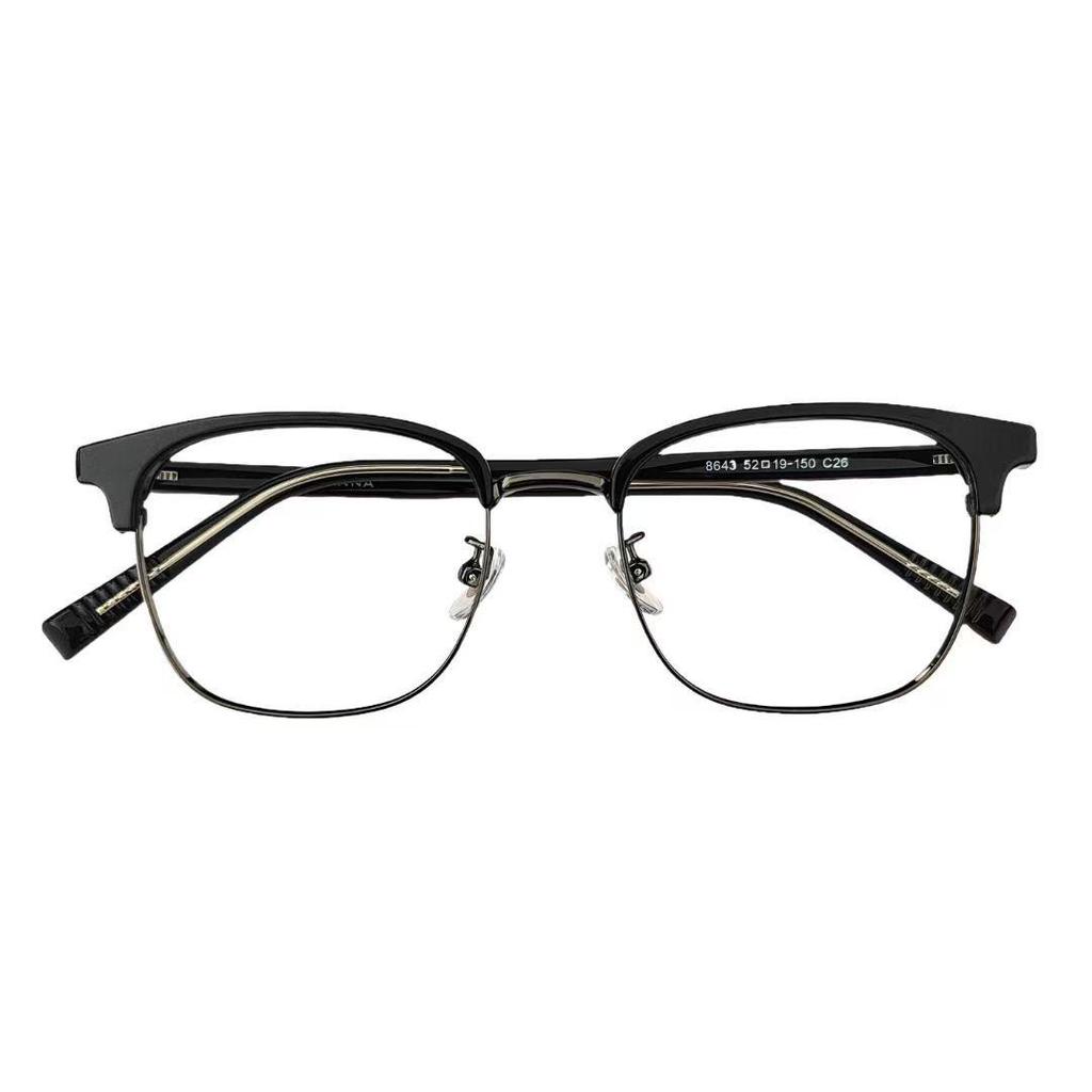 8643 Anti-Blue Light Semi-Rimless Business Eyeglasses for Men - Japanese & Korean Inspired Design
