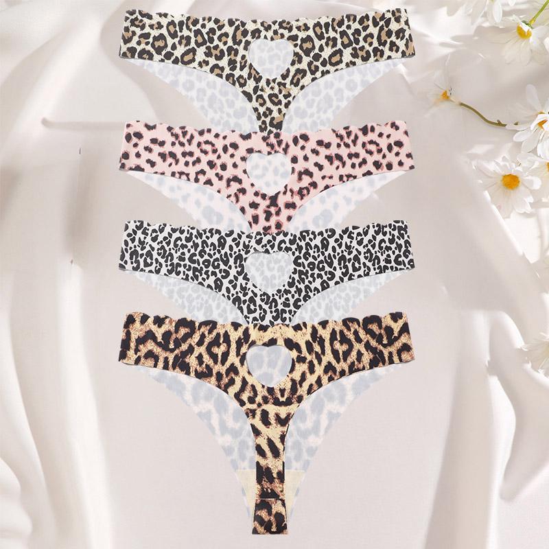 FINETOO 4 ks Ultra měkké bezešvé spodní prádlo pro ženy Ledové hedvábí Tanga Sexy Strečová Jednobarevná G-string Dámské Neviditelné Prodyšné Kalhotky