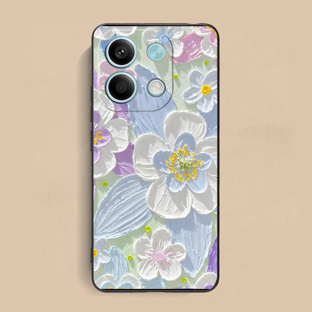 Oil Painting Flower Phone Case for Xiaomi Redmi Note 14 13 12 11 A5 3 2 1 Pro Plus 4G 5G Colour Printing Protective Cover Luxury