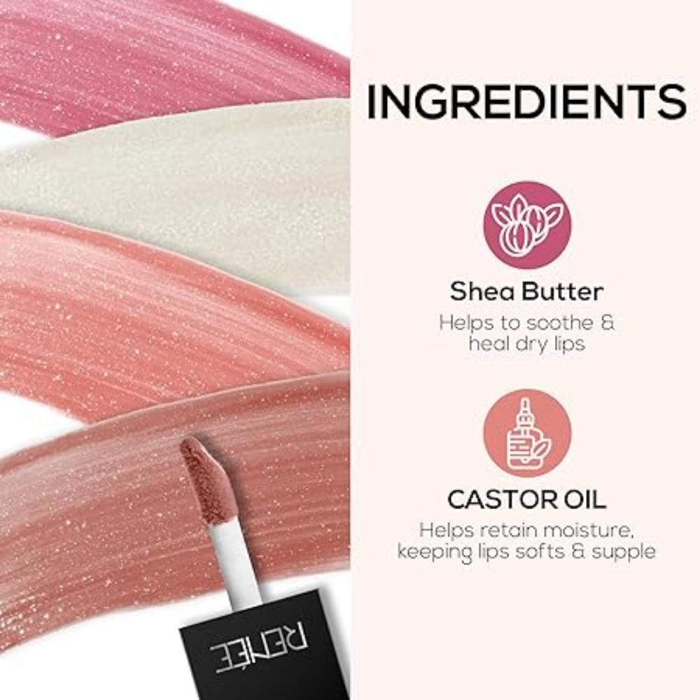 RENEE See Me Shine Minis Gloss Party Lip Gloss Combo 1ml Each, Non Sticky & Non Drying Formula,