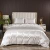 Satin Bedding Set Solid Color Duvet Cover 3pcs Bed Linen Bedroom