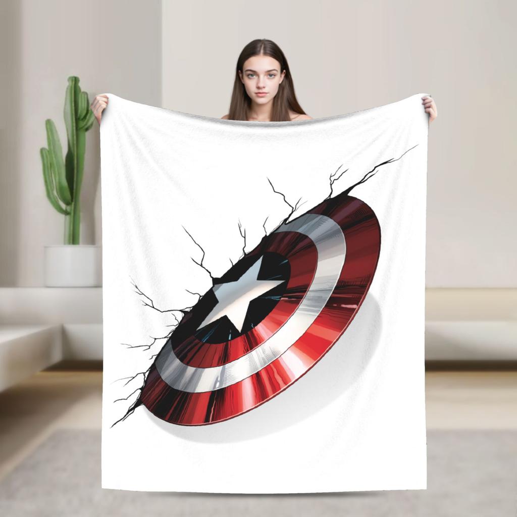 Captain America Flannel Blanket  Funny Throw Blanket for Bed Sofa Couch 150*125cm Plush Thin Quilt