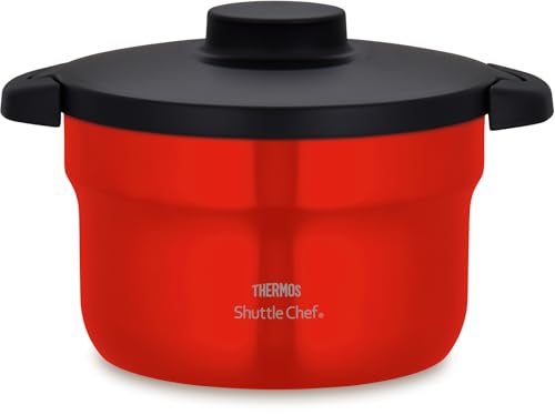 Thermos Vacuum Insulated Cooker, Shuttle Chef, 2.8L (Serves 3-5), Urban Red, with CeraProtect Coat, KBJ-3002 UR