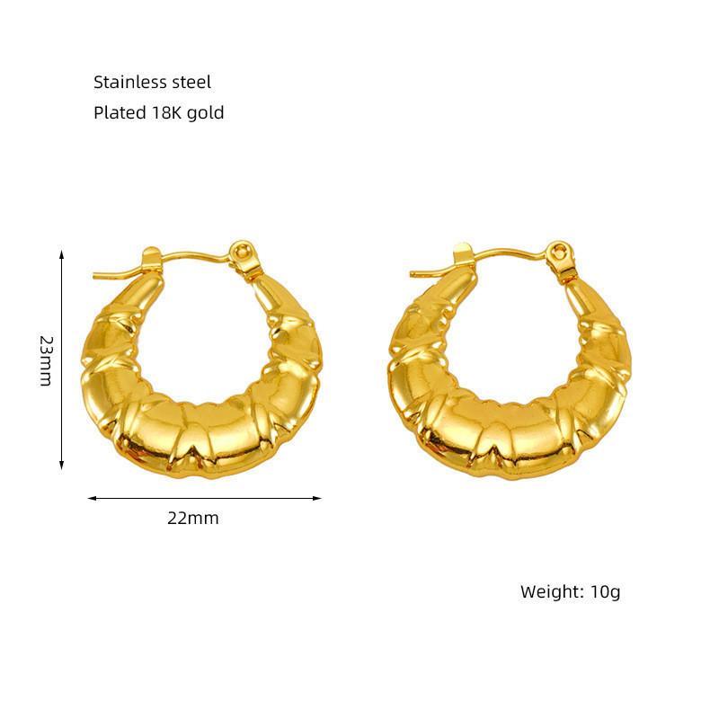 Fashion Heart Geometric Earrings For Women Gold Color Stainless Steel Round Hoop Earrings Vintage Party Jewelry Gift