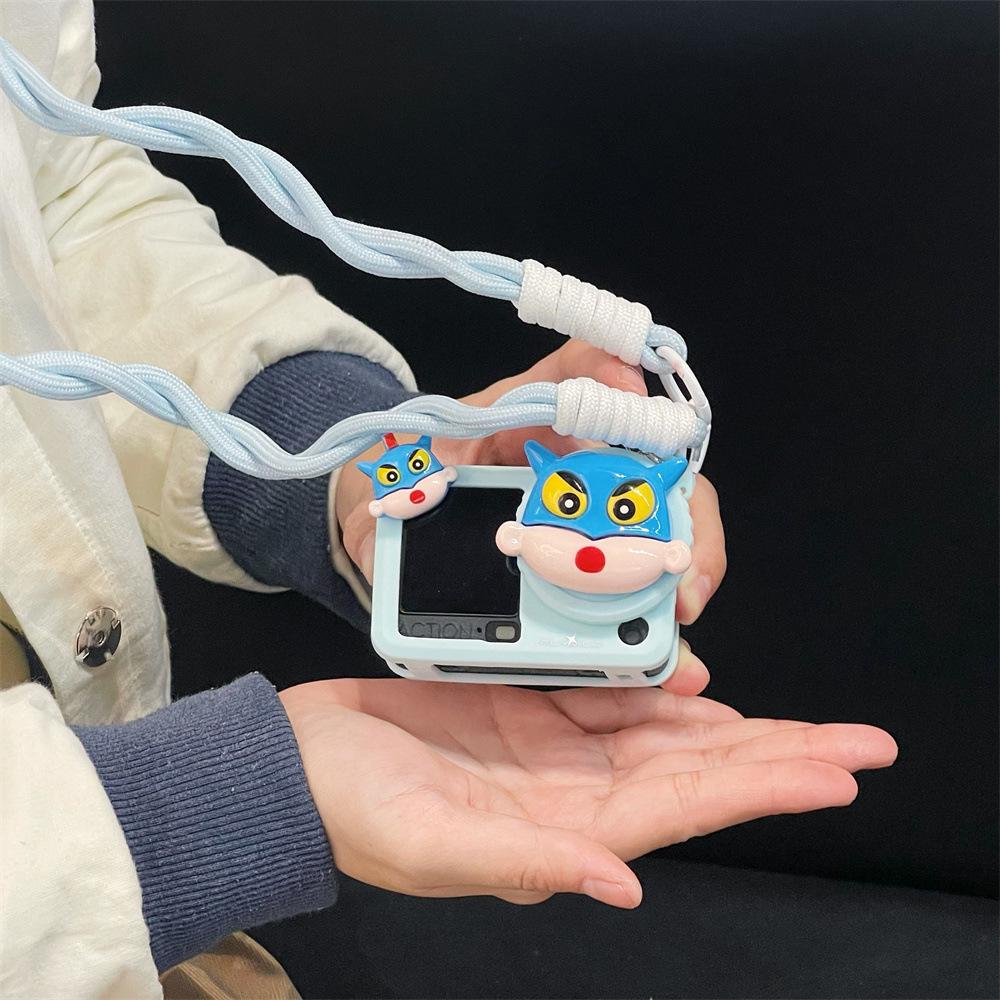 Creative Shin-chan Superman Protective Case with Solid Color Lanyard for DJI Action 3/4/6