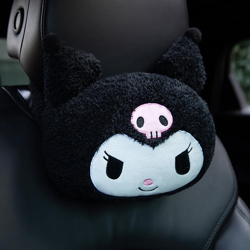 Cute Kuromi Hello Kitty Cartoon Car Neck Pillow Headrest Interior Pillow Soft Comfortable Travel Pillow for Car