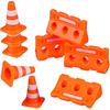 Gadpiparty 24pcs Mini Traffic Cones Plastic Fence Roadblock Signs Playset Construction Road Cones Tiny Marker Cones Roadblock Cone Models Educational