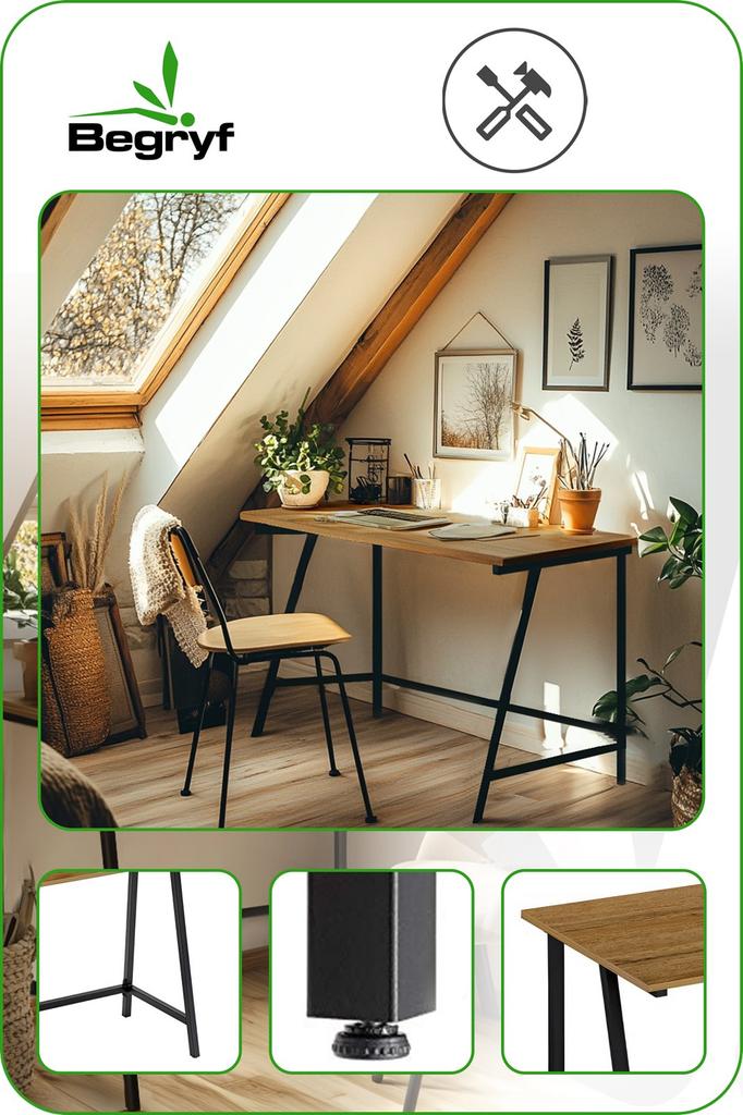 Biurko Małe Proste Olcha Loft 100X50X75 Vb4A Begryf